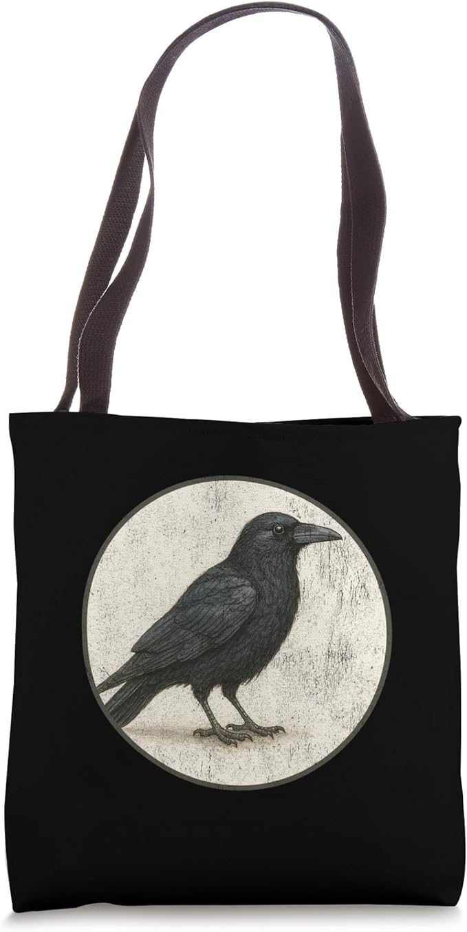Retro American Crow Bird Design Tote Bag by Bird Fantastic